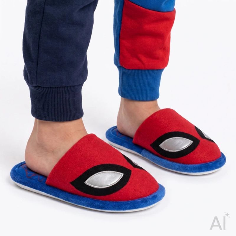 Cerda Spider-Man Plush Slippers for Boys, Soft Indoor Slippers