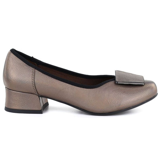 Comfortable gold women's block heel pumps M.Daszyński SA279-1 3 M. Daszyński