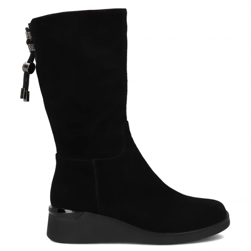 Women's leather high wedge ankle boots, black Filippo DBT7210