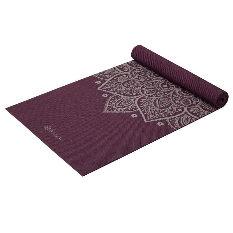 Gaiam Midnight Plum Sundial Flower Yoga Mat 5mm 65734 Accessories/Training equipment Your Sports Performance