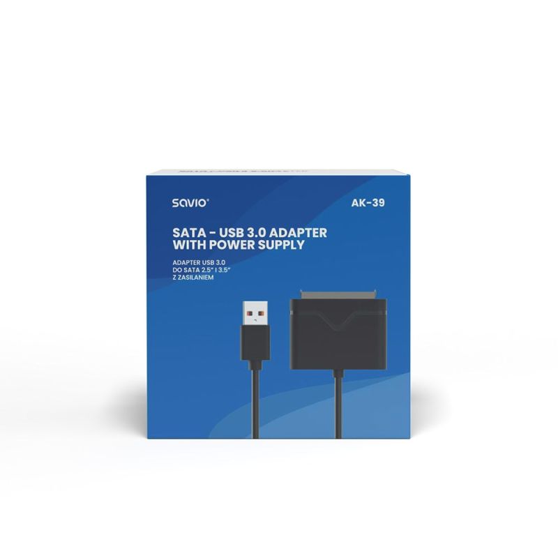 SAVIO USB 3.0 ADAPTER FOR 3.5” DRIVES WITH POWER SUPPLY AK-39 Kable i adaptery/Adaptery, przejściówki Your Sports Performance