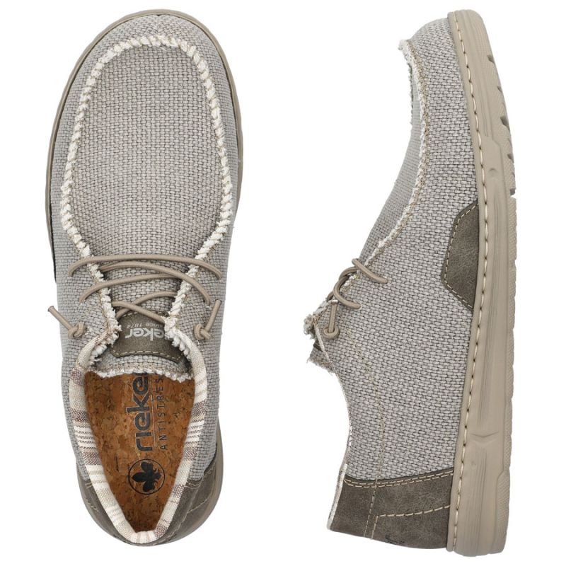 Men's lace-up loafers, gray, Rieker 08600-63 Rieker