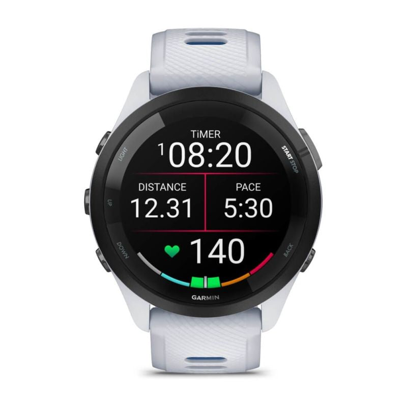 Garmin Forerunner 265 46mm Black Bezel with Whitestone Case White and Blue Akcesoria sportowe i turystyczne/Zegarki sportowe Your Sports Performance