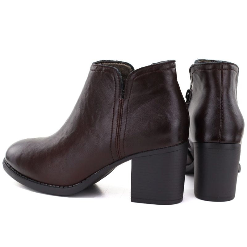 Burgundy Leather Heeled Ankle Boots M.Daszyński OL60-1