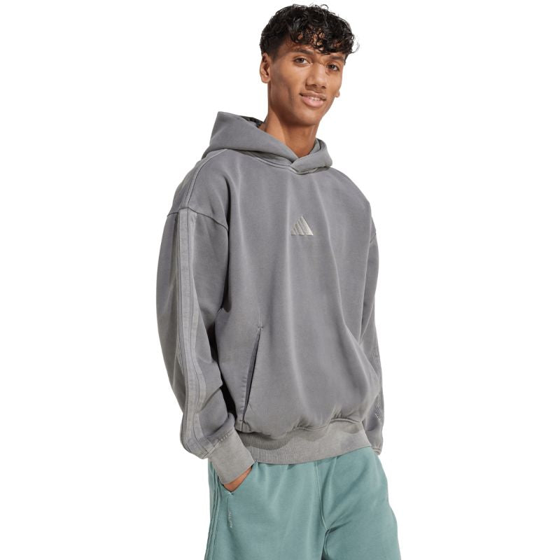 Men's adidas ALL SZN Fleece Washed Hoodie gray JL6539 In preparation Adidas
