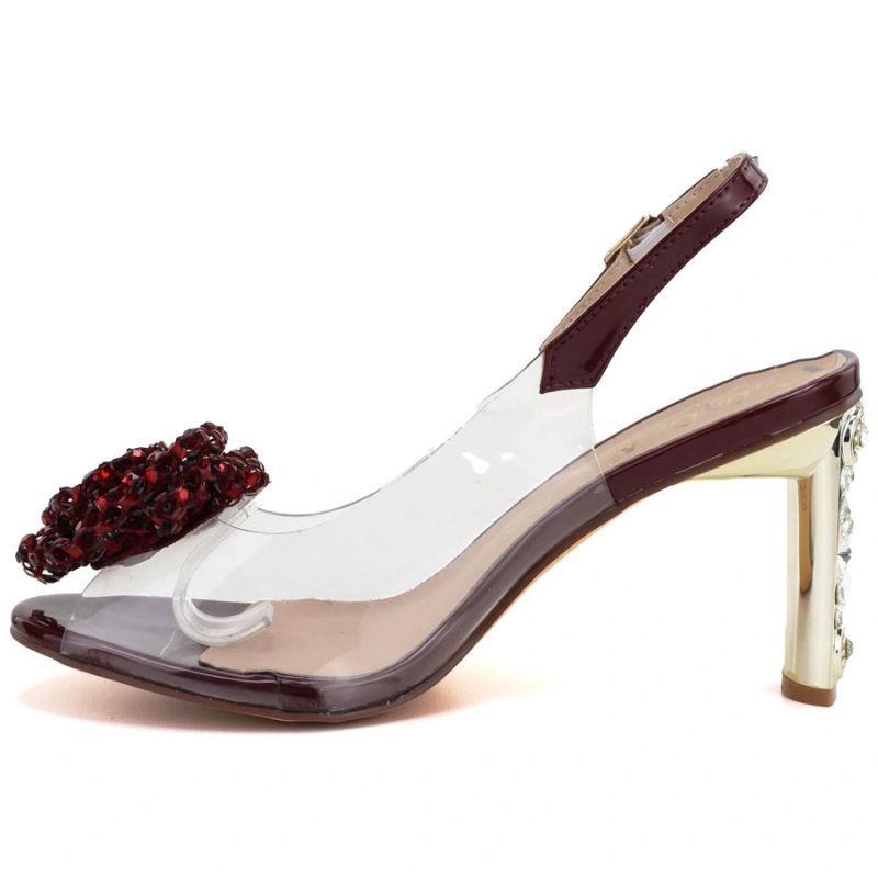 Burgundy Transparent Heeled Sandals D&A MR62-9077