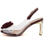 Burgundy Transparent Heeled Sandals D&A MR62-9077