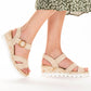 Comfortable wedge sandals Rieker W RKR595, beige Footwear/Lifestyle/Rieker Your Sports Performance