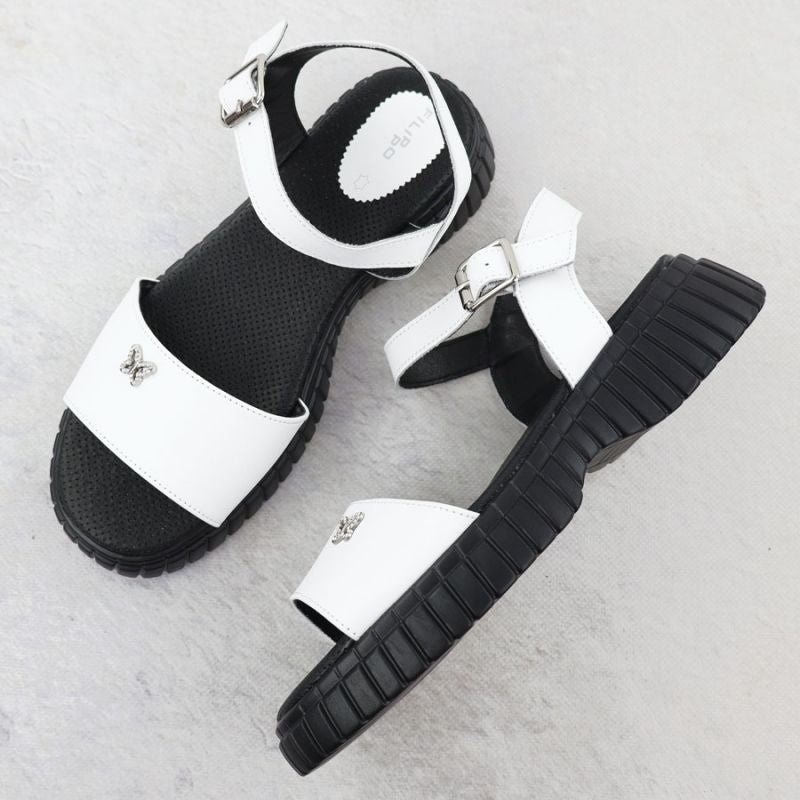 Women's leather sandals with a thick sole and a butterfly, white Filippo DS6811 Footwear Your Sports Performance