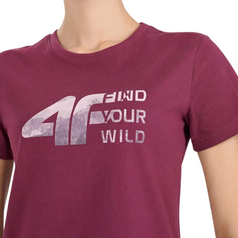 Women's T-shirt 4F F3496 dark pink 4FWAW26TTSHF3496 53S