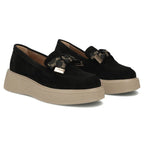 Women's leather suede platform shoes, black Filippo DP8293