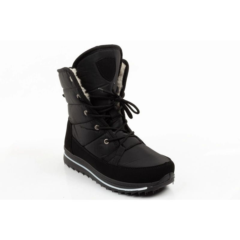 Progress Women’s Winter Boots, Black Insulated Snow Boots with Sheepskin Lining