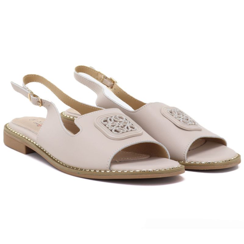 Women's leather flat nude sandals S.Barski 61-6018 S.Barski