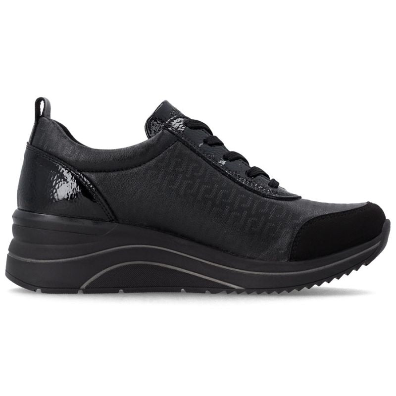 Women's wedge sneakers black Remonte Rieker D0T22-03