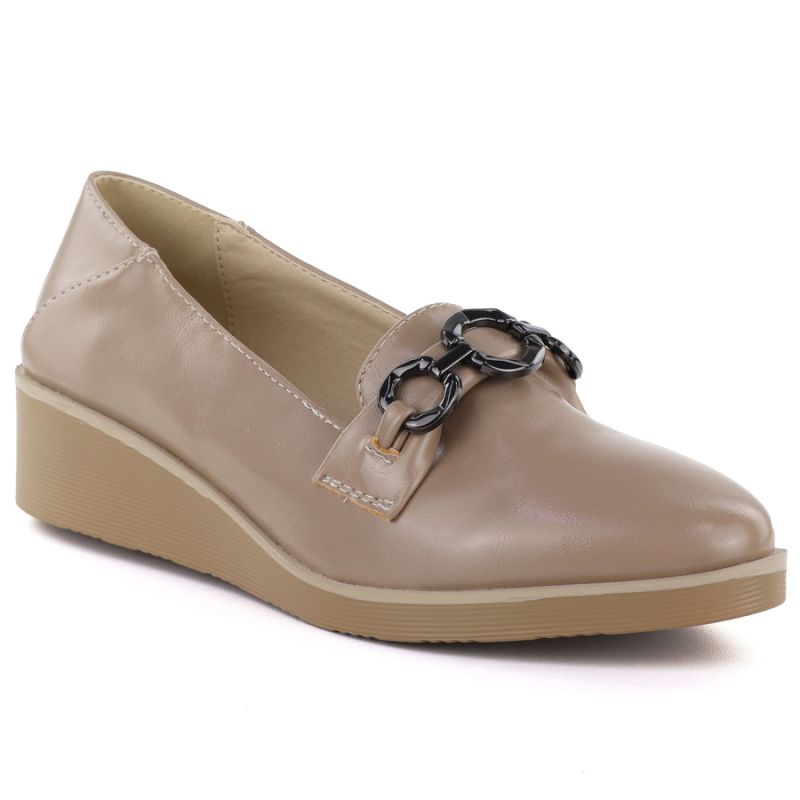 Women's beige wedge shoes with decoration M.Daszyński MR2265 M. Daszyński