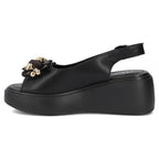 Women's leather wedge sandals, black, Filippo DS7577 Filippo