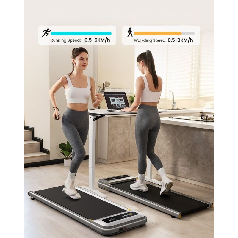 Urevo U1 Smart Walkingpad Treadmill + TUCKANO Electrically Adjustable Desk Black/Walnut