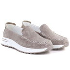Leather moccasins with a thick sole, openwork, fango Jezzi 9793 Jezzi