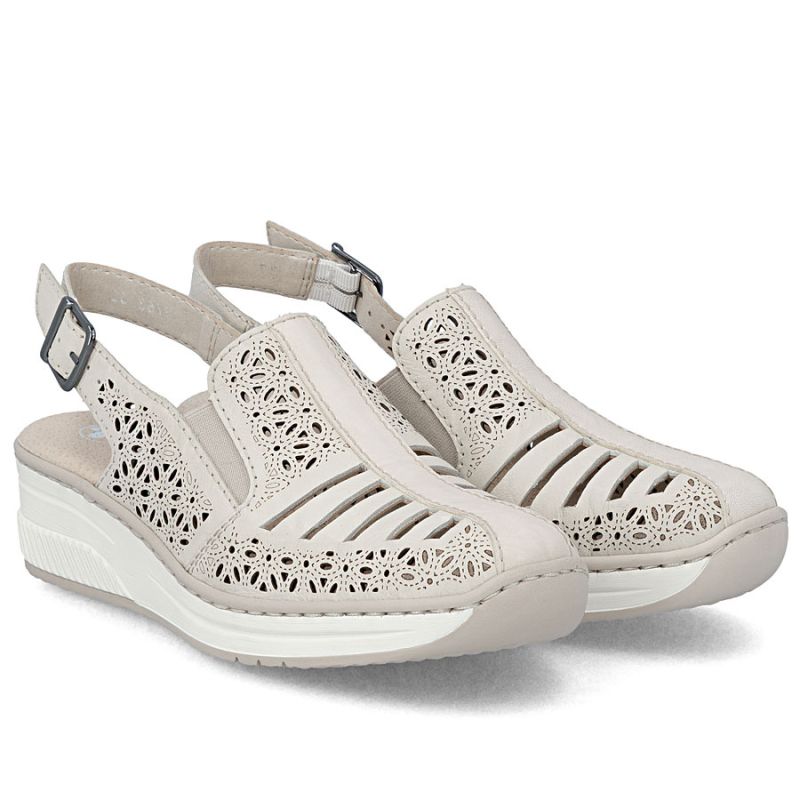 Women's beige leather wedge sandals Rieker 48763-60 To be categorized Your Sports Performance