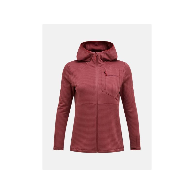 Women's PEAK PERFORMANCE W Trail Polartec Power Grid Zip Hoodie, red