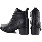 Women's leather lace-up high-heeled ankle boots, black, Vinceza EN27-133107