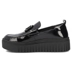 Women's leather platform moccasins, patent leather, black, Filippo DP8269