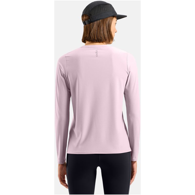 Women's Odlo ZEROWEIGHT CHILL-TEC pink crew-neck long-sleeve T-shirt