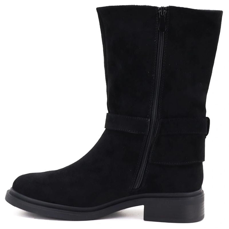 Women’s Lined Suede Ankle Boots, Black Officer Boots Potocki SH96312