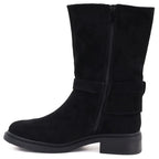 Women’s Lined Suede Ankle Boots, Black Officer Boots Potocki SH96312