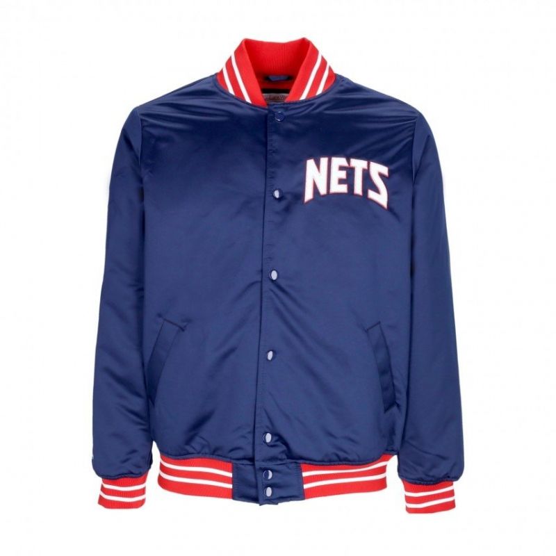 Mitchell &amp; Ness NBA Heavyweight Satin Jacket New Jersey Nets OJBF3413-NJNYYPPPNAVY Clothing/Lifestyle/Mitchell & Ness Your Sports Performance