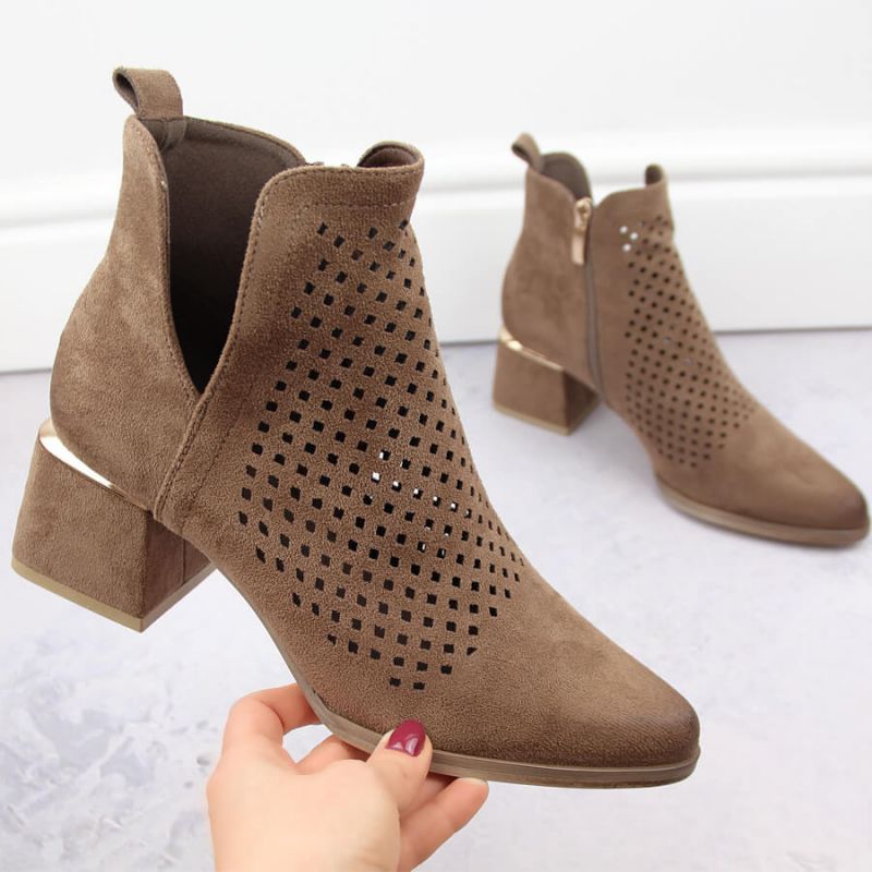 Suede high-heeled ankle boots Potocki W WOL213B brown Footwear/Lifestyle/Potocki Your Sports Performance