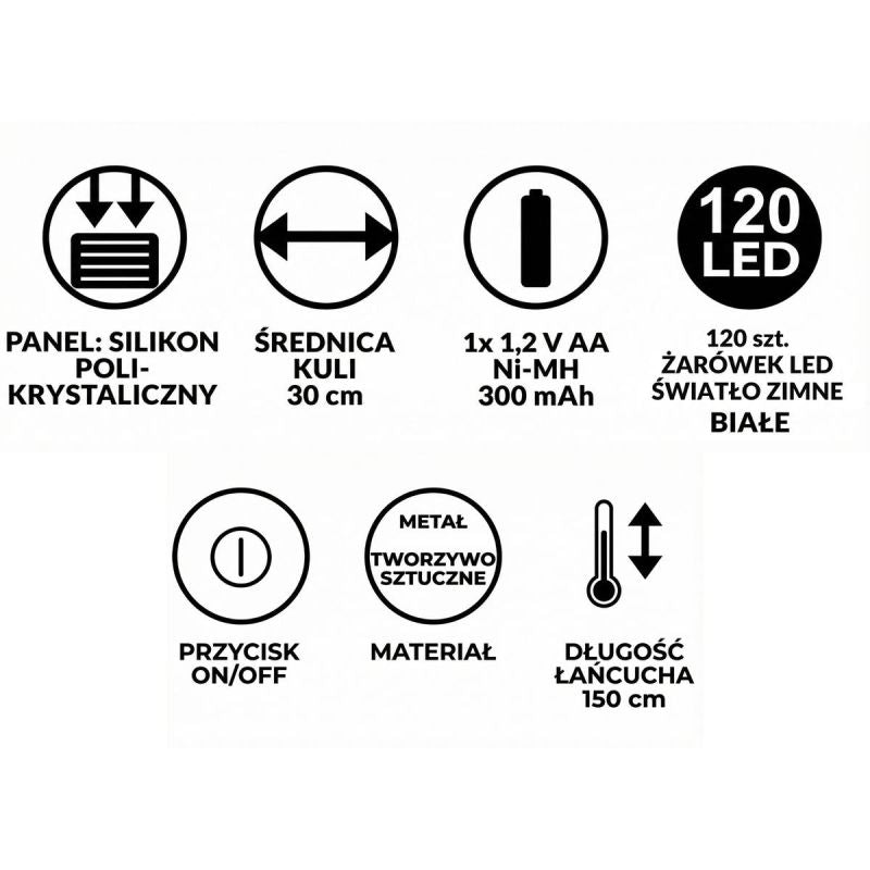 SOLAR HANGING LAMP BALL 30CM 120 LED COOL WHITE Home and Garden/Lighting Your Sports Performance