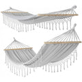 GARDEN HAMMOCK FOR 2 PEOPLE 200X150CM WITH SPREADER BAR AND FRINGE MIAMI GRAY Home and Garden/Garden Your Sports Performance