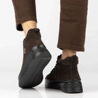Women's leather suede ankle boots on a dark brown platform Filippo DBT4215