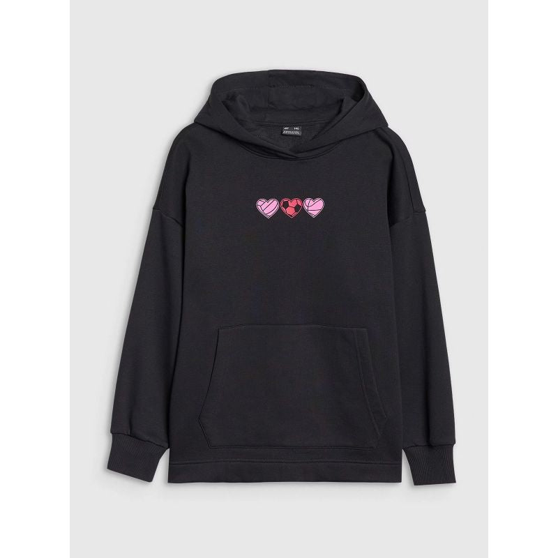 Girls' sweatshirt with a hood, open, 4F 4FJRSS25TSWSF2235-20S *Kategoria tymczasowa Your Sports Performance