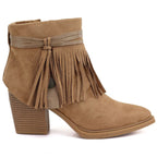 Women's cowboy boots with fringes, insulated, camel M.Daszyński
