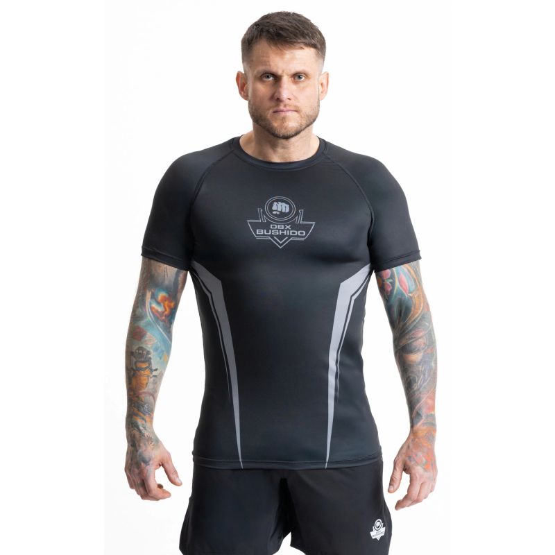 Gray short sleeve rashguard with DBX Bushido logo ODZIEŻ - Koszulki treningowe Your Sports Performance