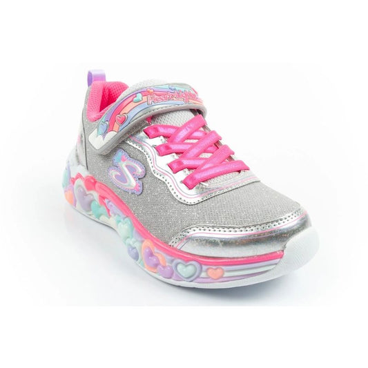 Skechers S Lights LED Children's Velcro Shoes for Girls Gray