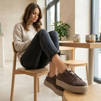 Women's leather platform sneakers, brown, Filippo DP6119