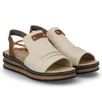 Comfortable women's beige wedge sandals Rieker 62962-60 Rieker