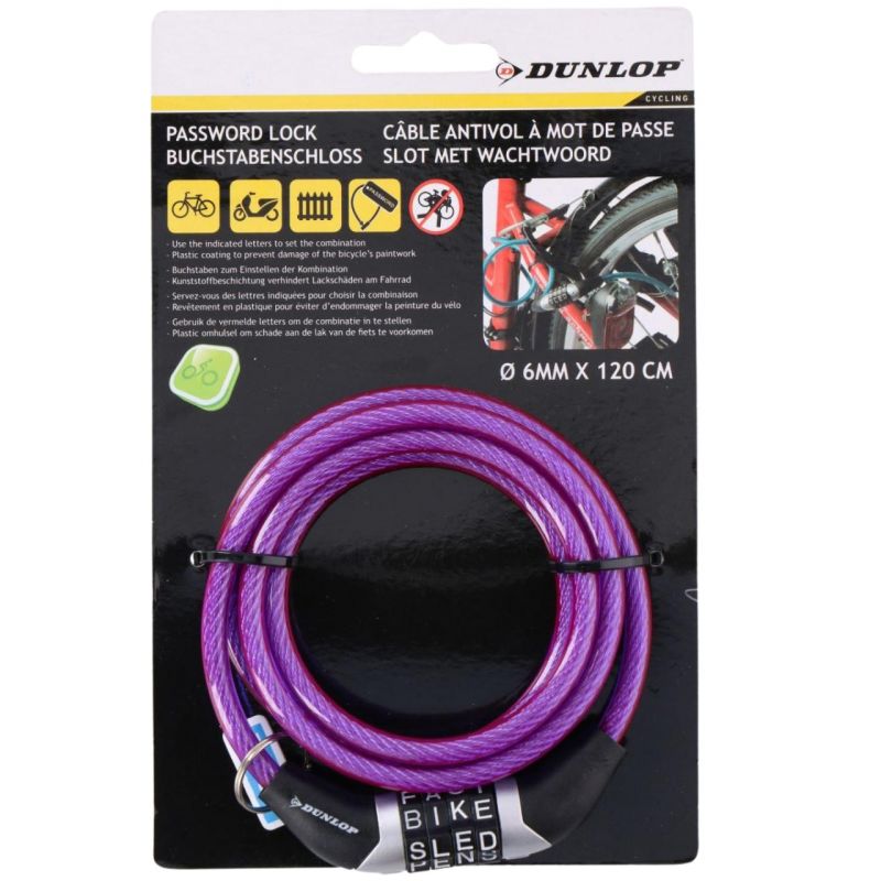 Dunlop spiral bicycle lock, combination 0.6x120 cm 1042688 Accessories/Bicycle/Akcesoria rowerowe Your Sports Performance