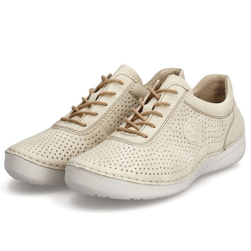 Rieker 52546-60 women's perforated leather shoes in beige Footwear Your Sports Performance