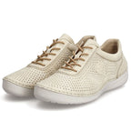 Rieker 52546-60 women's perforated leather shoes in beige Footwear Your Sports Performance