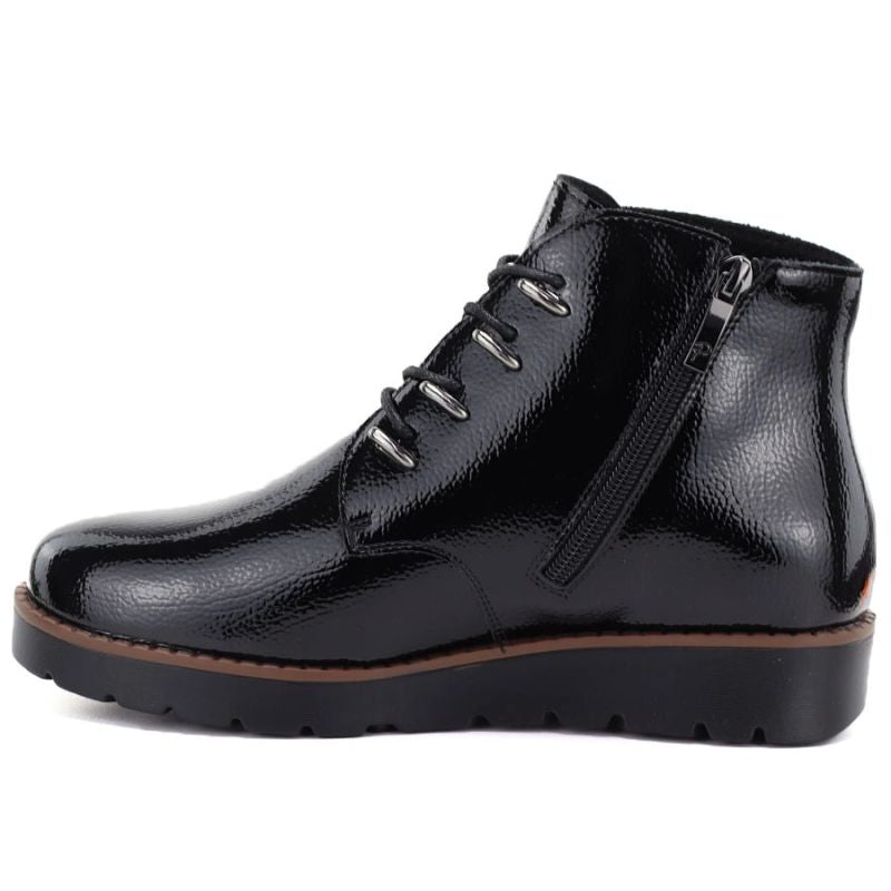 Women's black patent leather wedge ankle boots Potocki Z25-JE19360