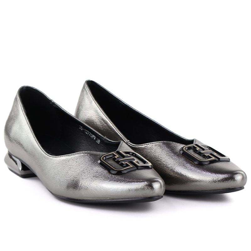 Women's ballerinas with decorative heels, silver Potocki SZ12770 To be categorized Your Sports Performance