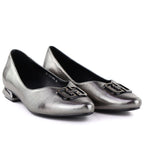 Women's ballerinas with decorative heels, silver Potocki SZ12770 To be categorized Your Sports Performance