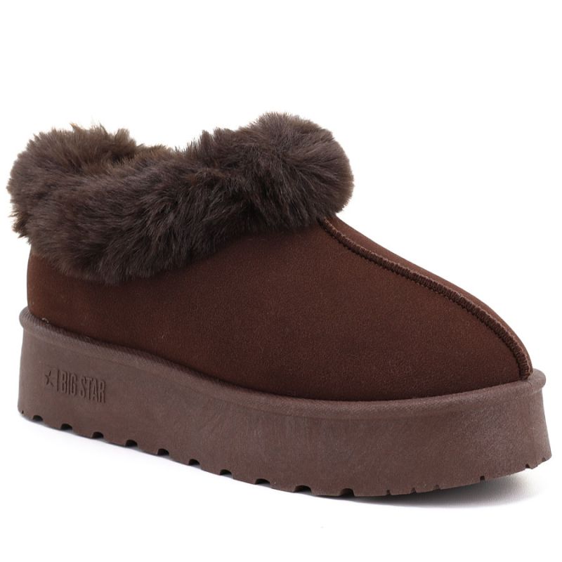 Women's brown Big Star fur platform snow boots UU274203