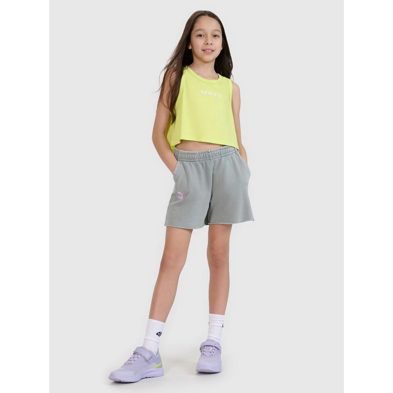 Girls' oversize printed crop top 4F 4FJWSS25TSLEF112-45S *Kategoria tymczasowa Your Sports Performance