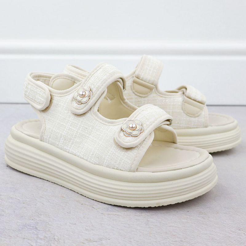 Women's cream platform sandals Potocki PY16337 Footwear Your Sports Performance