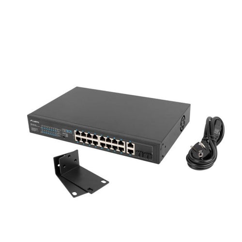 LANBERG SWITCH RACK 19" 16X 100MB POE+/2X COMBO GIGABIT 250W UNMANAGED RSFE-16P-2C-250 Komunikacja i łączność/Switch-e Your Sports Performance